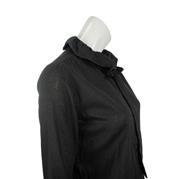 A.P.C. Bow-Tie Button up Shirt in Black Cotton Size 38 - Picture 8 of 8